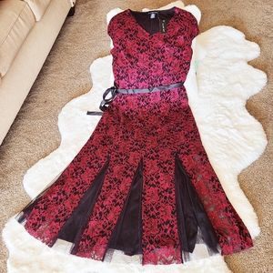 NWT! Candalite Black Maroon Petite evening  Dress 👗 PXL (chest: 42 inch)